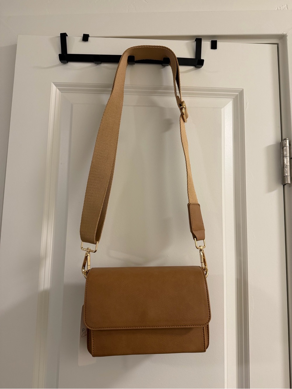 Convertible Tan Crossbody Bag with Wide Strap